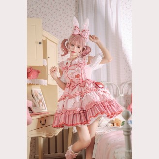 Strawberry Milk Pie Sweet Lolita Dress Outfit by Half Sugar Nekomaru (HSN01)